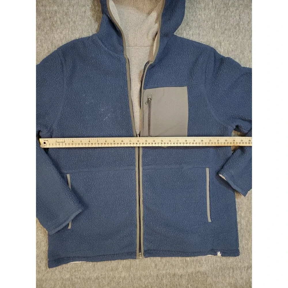 The North Face Jacket Mens XL Reversible Brantley Fleece Sherpa Hooded Blue Gray